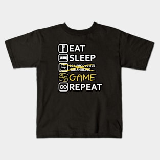 Eat Sleep Game and Repeat Kids T-Shirt